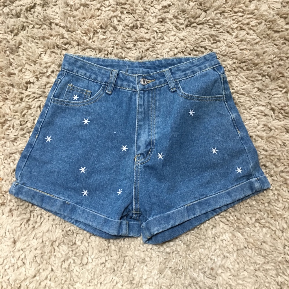 high waisted denim shorts